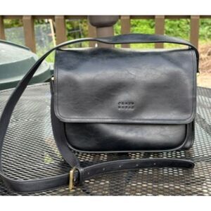 Liz Claiborne "Crazy Horse" Purse Black Leather Crosbody